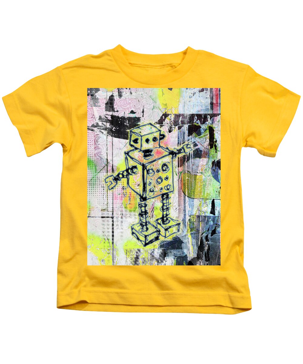 Robot Kids T-Shirt featuring the digital art Graffiti Graphic Robot by Roseanne Jones