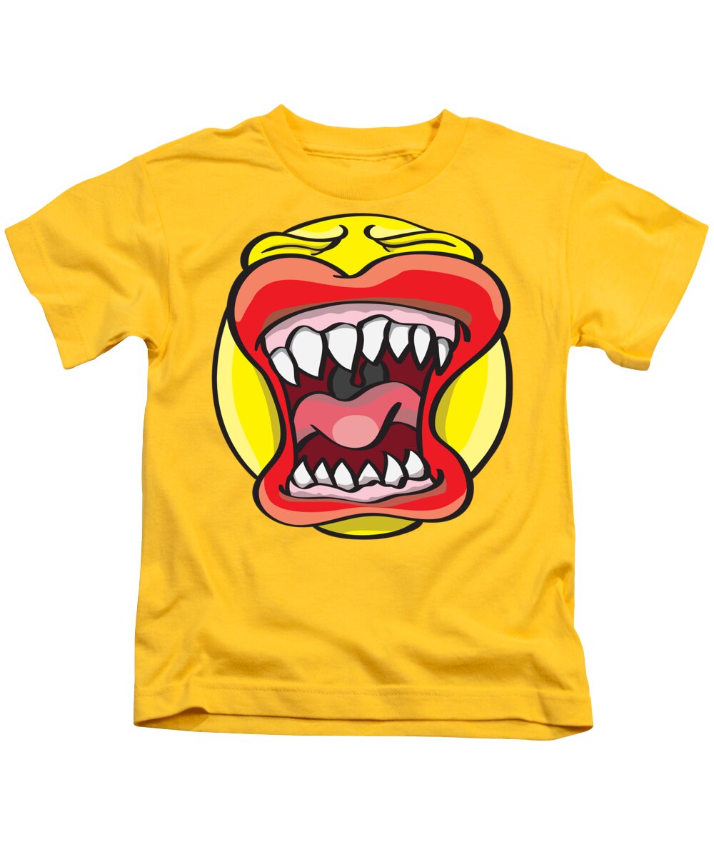 Horror Kids T-Shirt featuring the digital art Hungry Pacman by Jorgo Photography