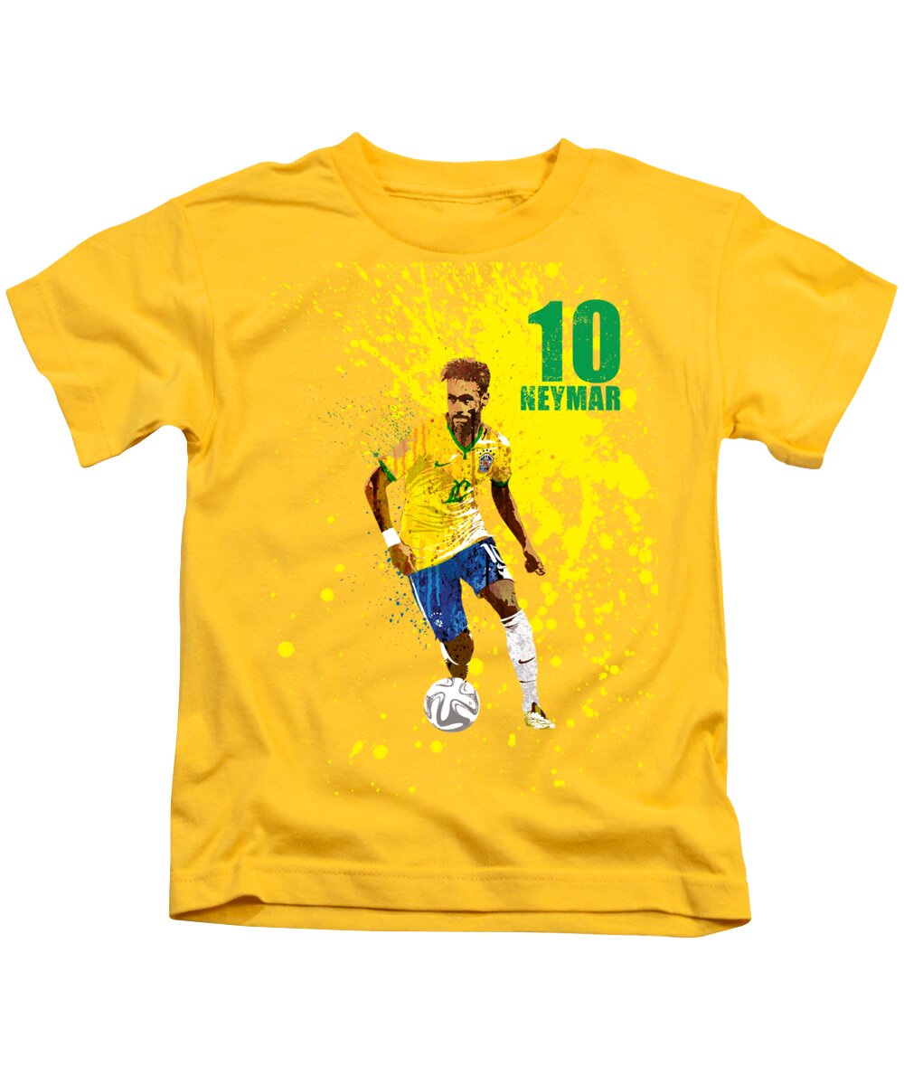 Kylian Mbappe Kids T-Shirt featuring the painting Neymar Junior #2 by Art Popop