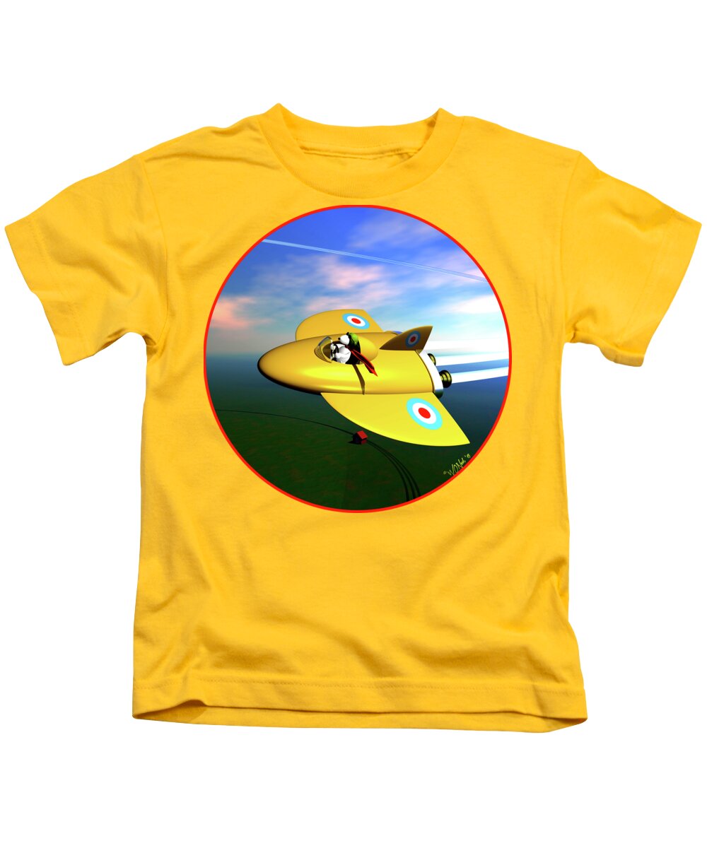 Cartoons Kids T-Shirt featuring the digital art Snoopy The Flying Ace by Walter Neal