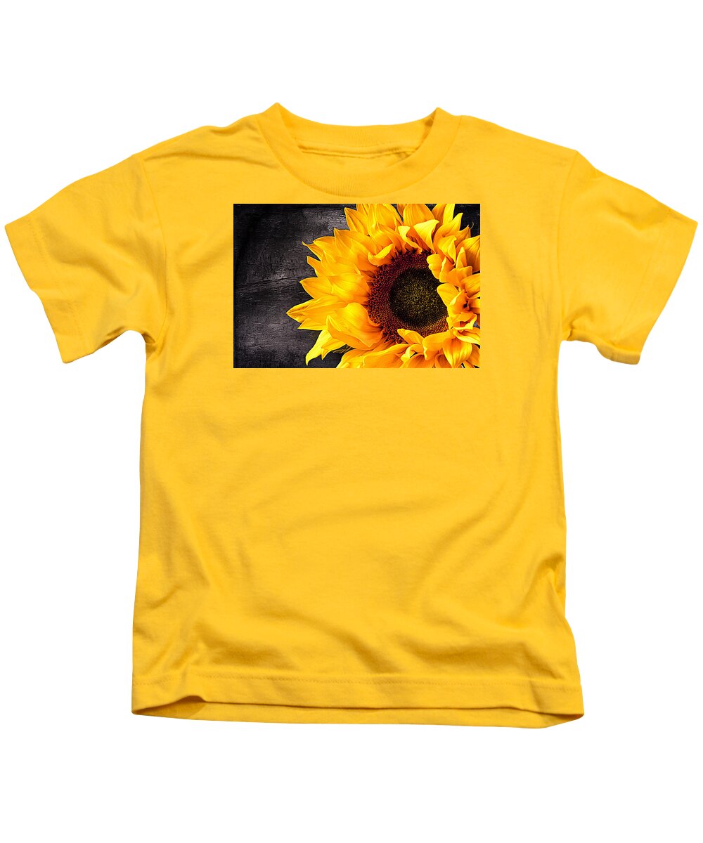 Sunflower Kids T-Shirt featuring the photograph Sunflower on a oil paint background. by John Paul Cullen