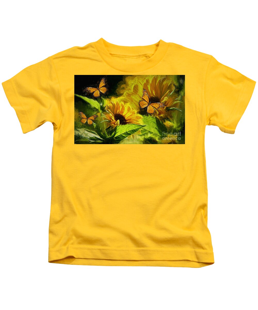 Monarch Butterfly Kids T-Shirt featuring the painting The Wings Of Transformation by Tina LeCour