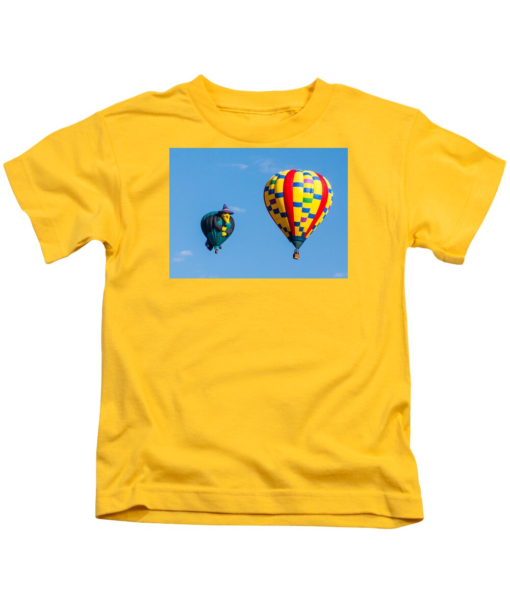  Multiple Hot Air Balloons Kids T-Shirt featuring the photograph You are now a balloon by Charles McCleanon