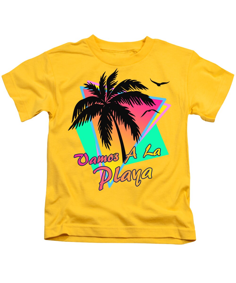 Vamos Kids T-Shirt featuring the digital art Vamos a la Playa by Filip Schpindel