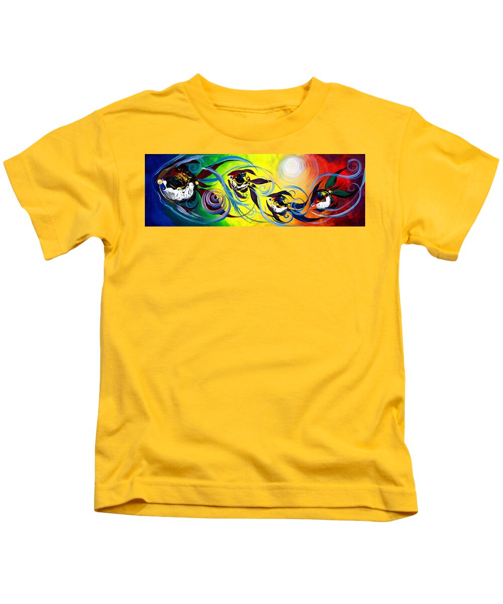 Fish Kids T-Shirt featuring the painting They Follow for A While by J Vincent Scarpace