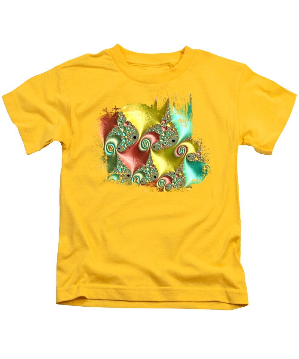 Fractals Kids T-Shirt featuring the digital art Autumn Droplets by Elisabeth Lucas