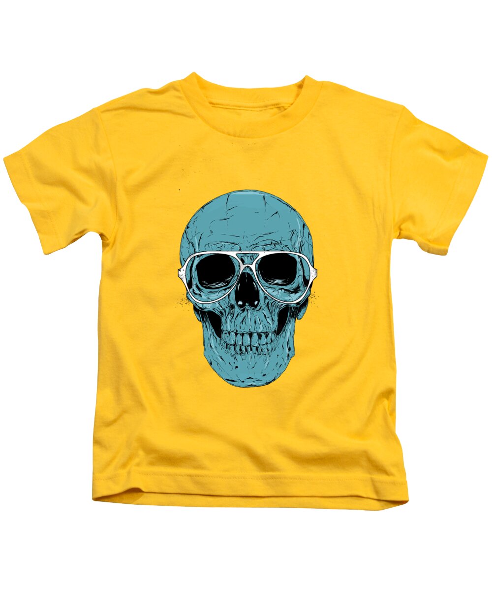 Skull Kids T-Shirt featuring the drawing Blue skull by Balazs Solti