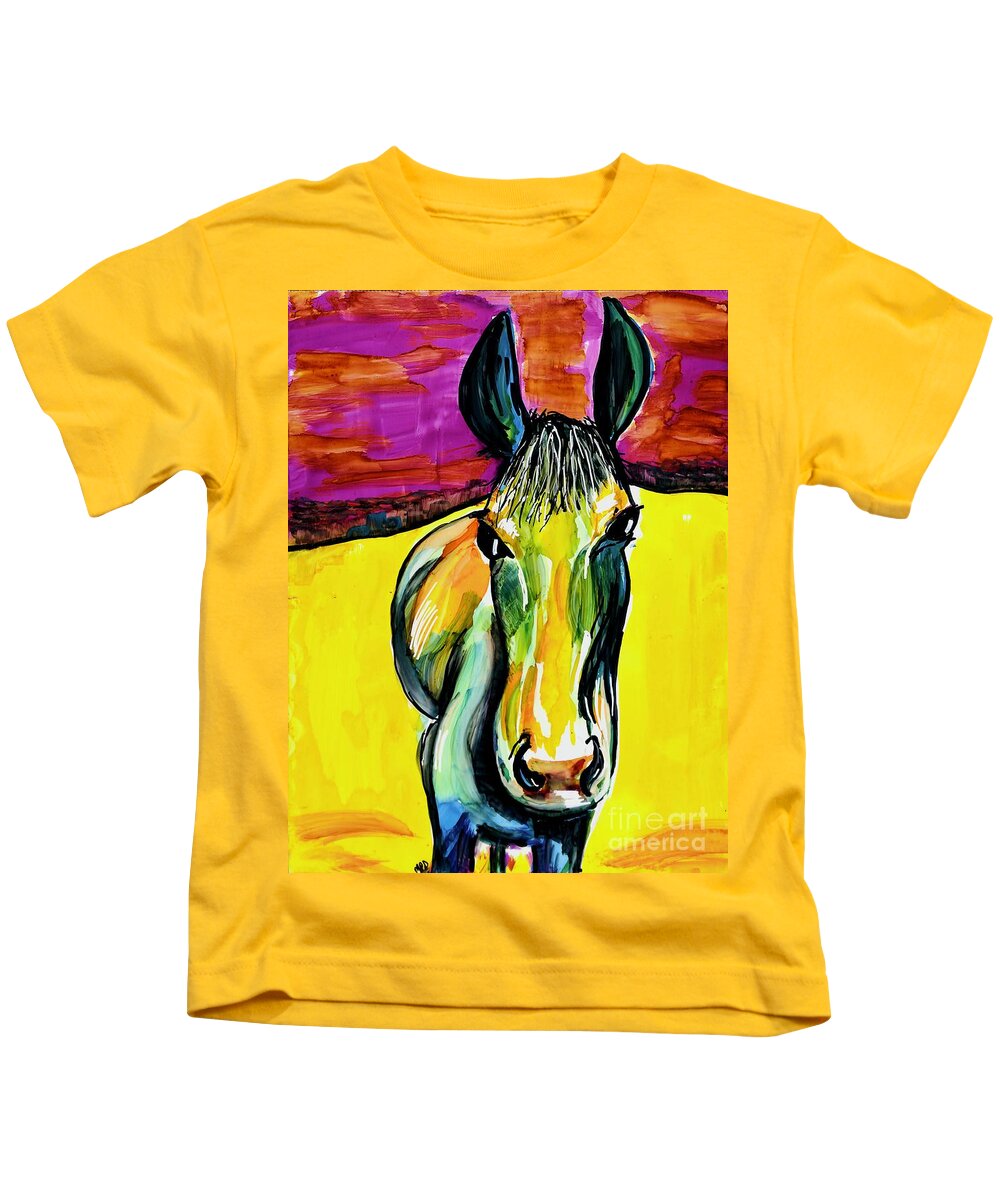 Horse Kids T-Shirt featuring the painting Horse Pop Painting by Patty Donoghue