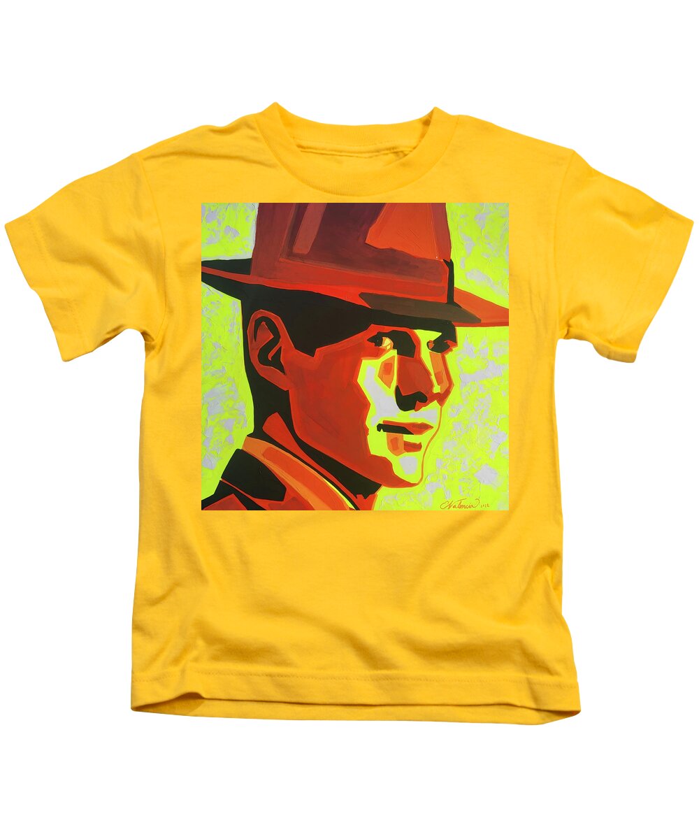  Kids T-Shirt featuring the painting Johnny Handsome by Emanuel Alvarez Valencia