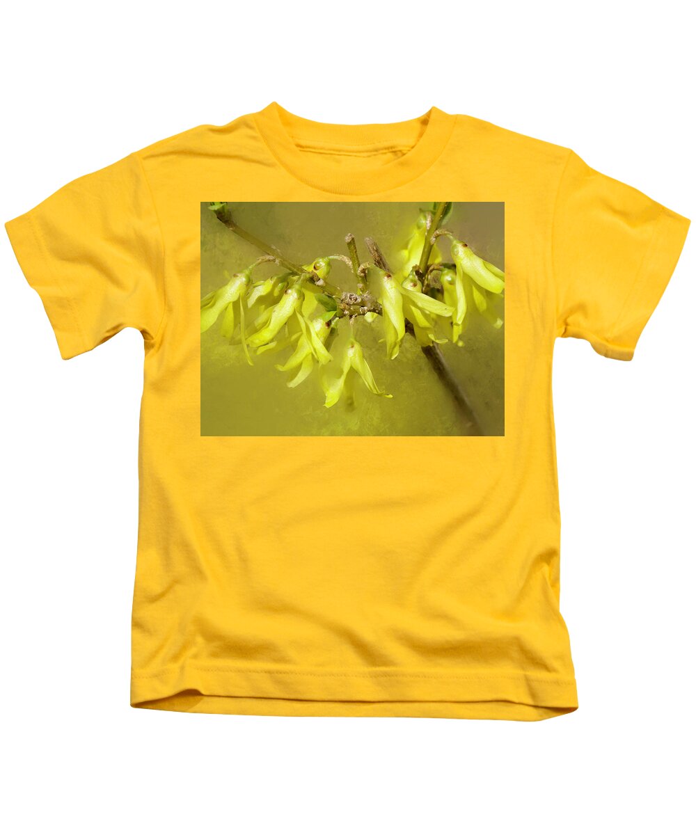 Springtime Kids T-Shirt featuring the photograph Springtime Sunshine Forsythia Blossoms by Carol Senske