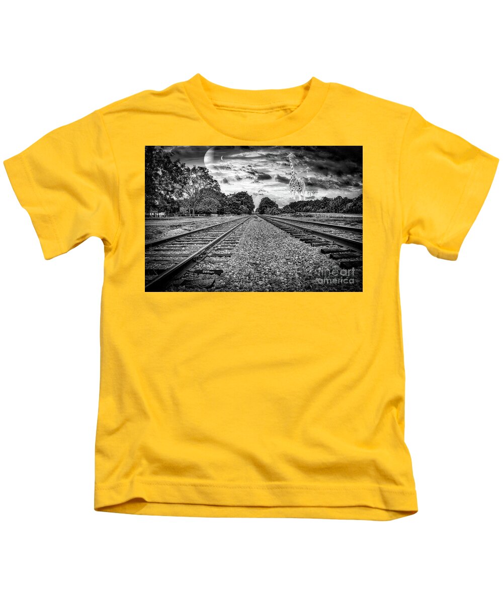 Black & Whites Kids T-Shirt featuring the photograph Strange World In Black And White by DB Hayes
