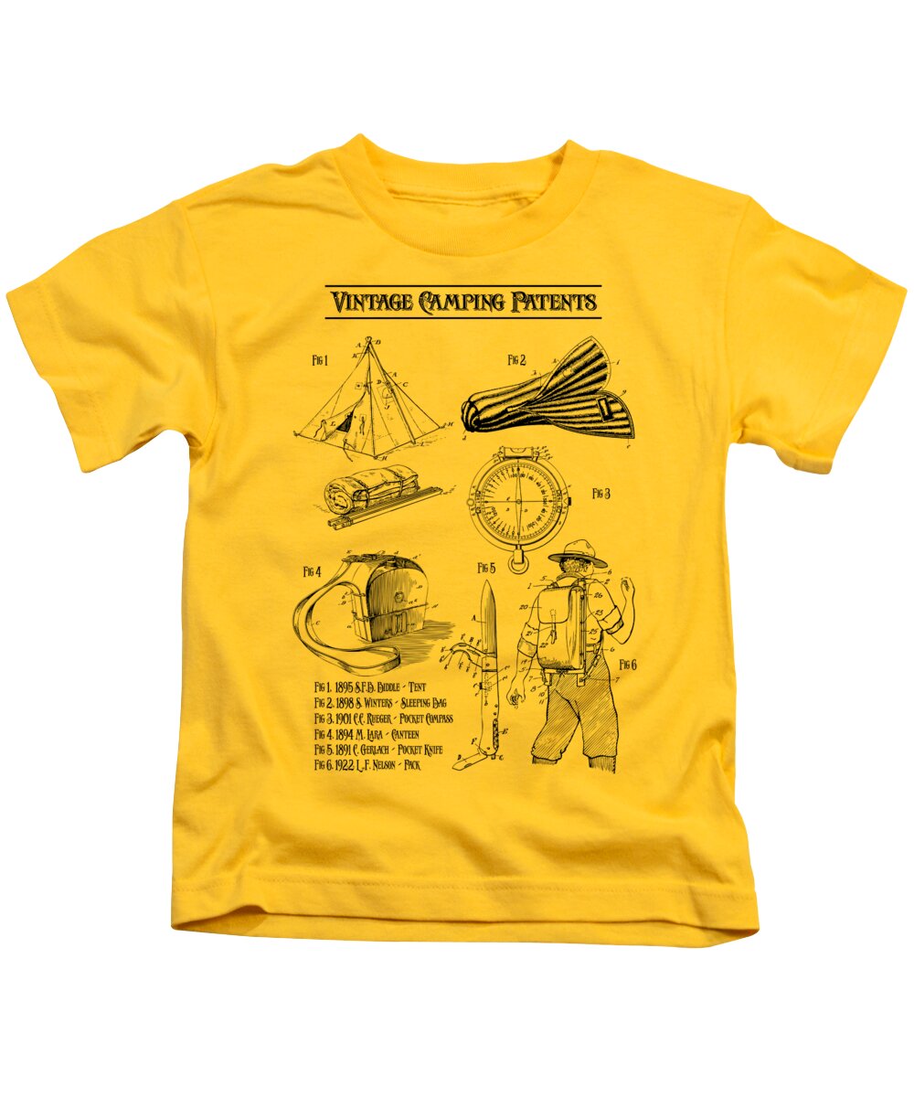 politik dør spejl omvendt Vintage Camping Patents Print Kids T-Shirt by Greg Edwards - Pixels