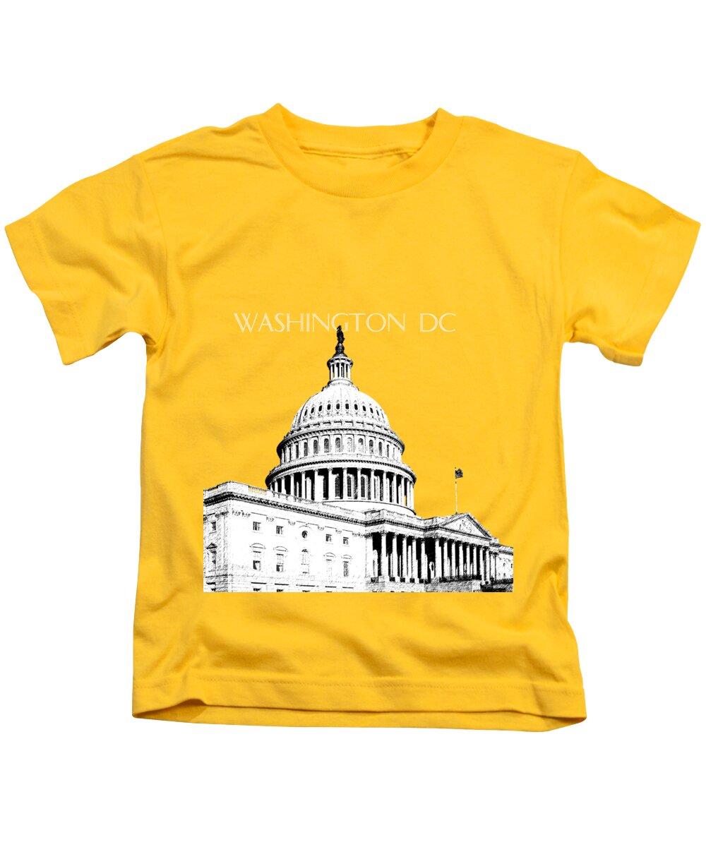 Architecture Kids T-Shirt featuring the digital art Washington DC Skyline The Capital Building - Gold by DB Artist