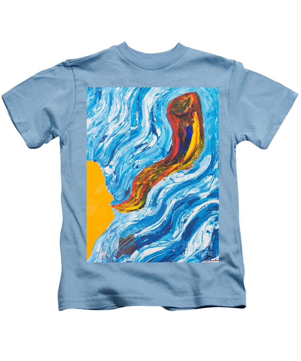 Jewish Art Kids T-Shirt featuring the painting Blowing the Shofar by Walt Brodis