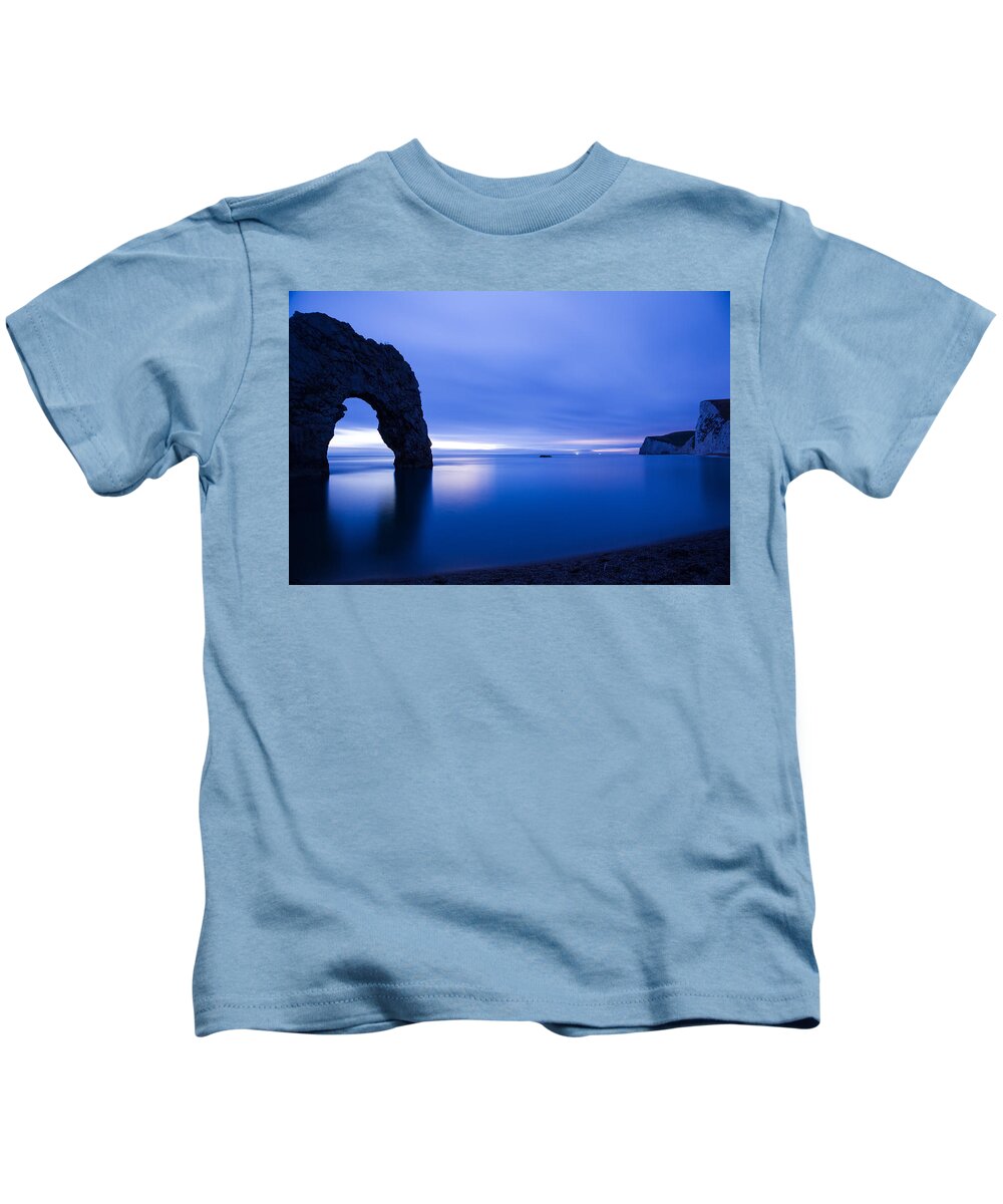 Durdle Kids T-Shirt featuring the photograph Durdle Door at Dusk #1 by Ian Middleton
