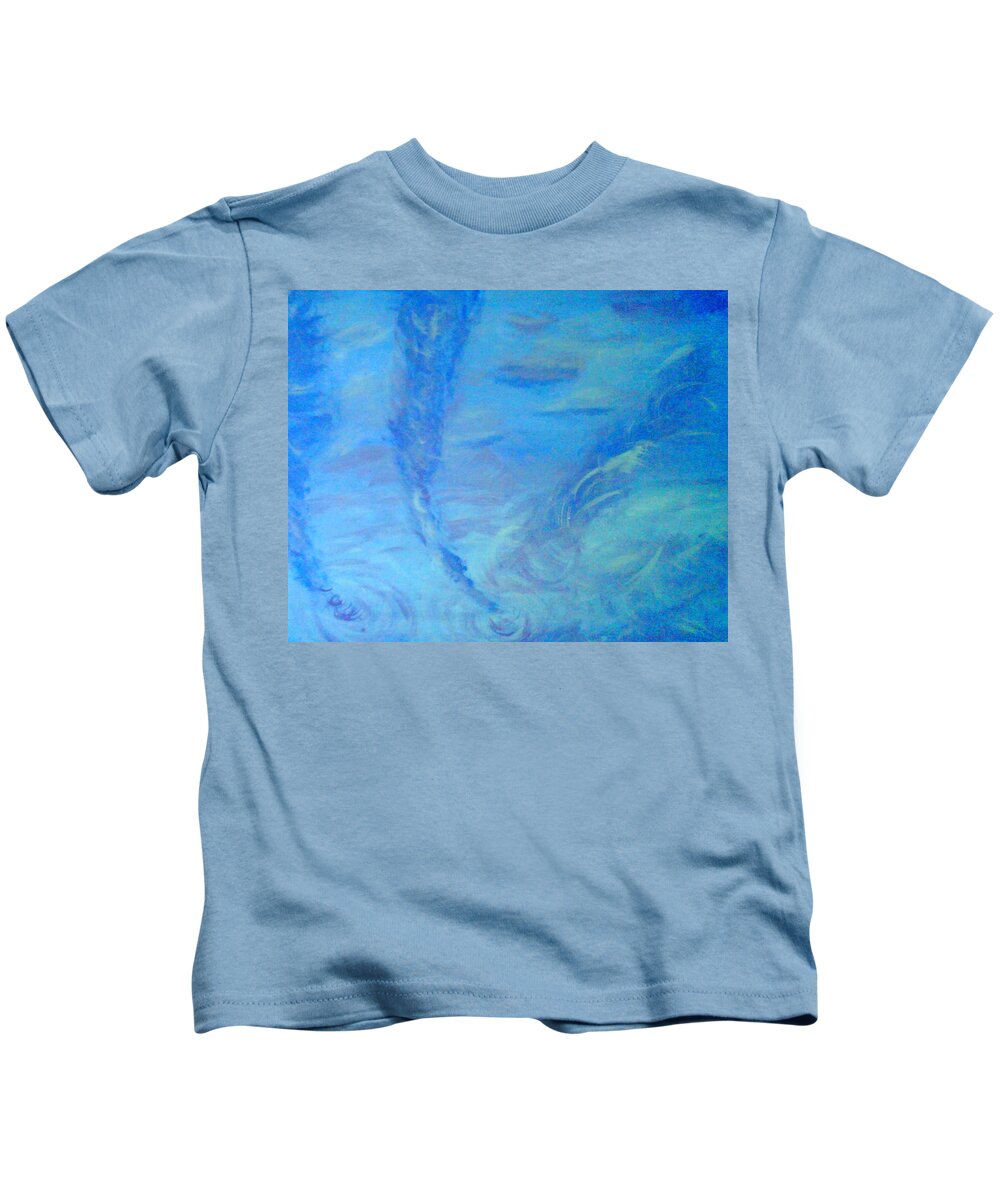 Blue Kids T-Shirt featuring the painting Waterspouts by Suzanne Berthier