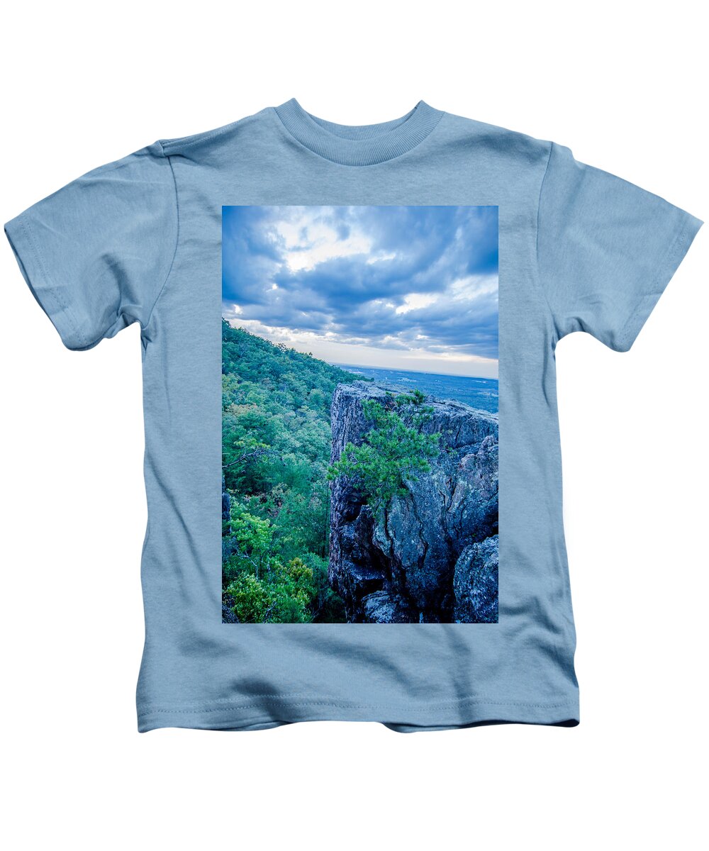 Aerial Kids T-Shirt featuring the photograph Beautiful Aerial Landscape Views From Crowders Mountain Near Gas #3 by Alex Grichenko