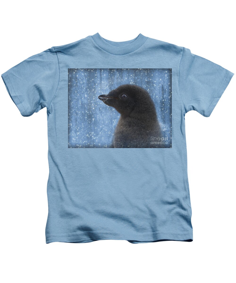 Festblues Kids T-Shirt featuring the photograph Adelie Winter Magic... by Nina Stavlund