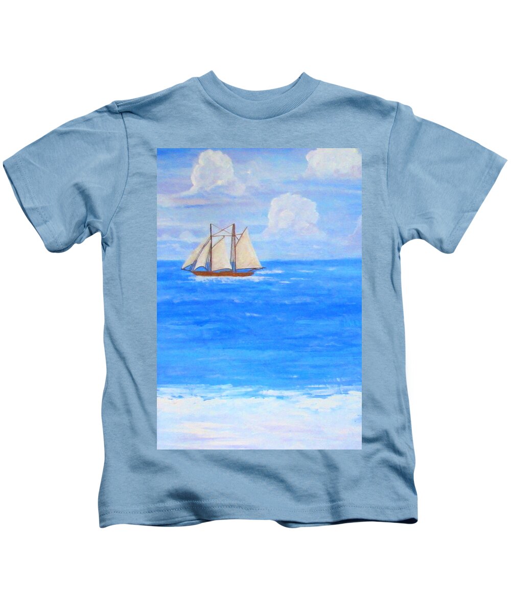 Art Kids T-Shirt featuring the painting At Sea by Ashley Goforth