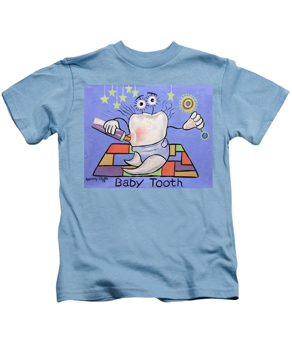 Baby Tooth Kids T-Shirt featuring the painting Baby Tooth by Anthony Falbo