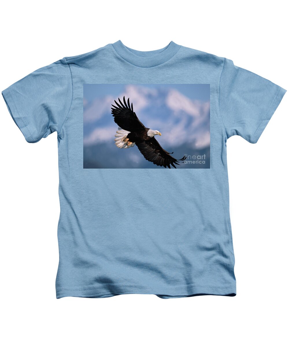 00343849 Kids T-Shirt featuring the photograph Bald Eagle Flying, Kachemak Bay by Yva Momatiuk John Eastcott
