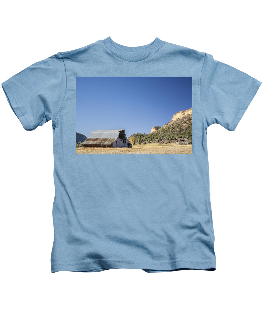 Barn Kids T-Shirt featuring the photograph Barn and Mesa by Tim Mulina