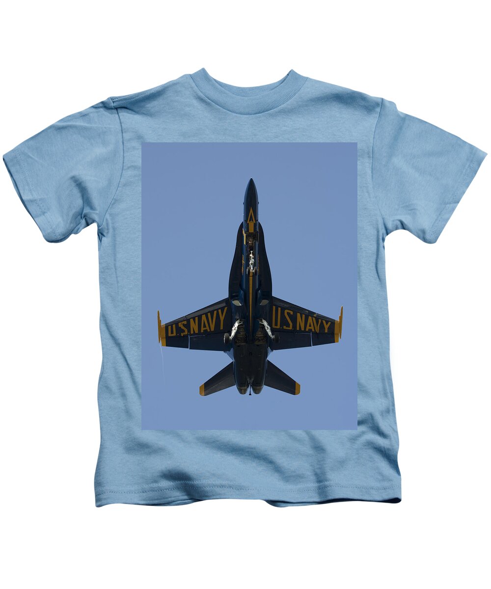 John H Clark Kids T-Shirt featuring the photograph Blue Angel F/A-18 by John Clark