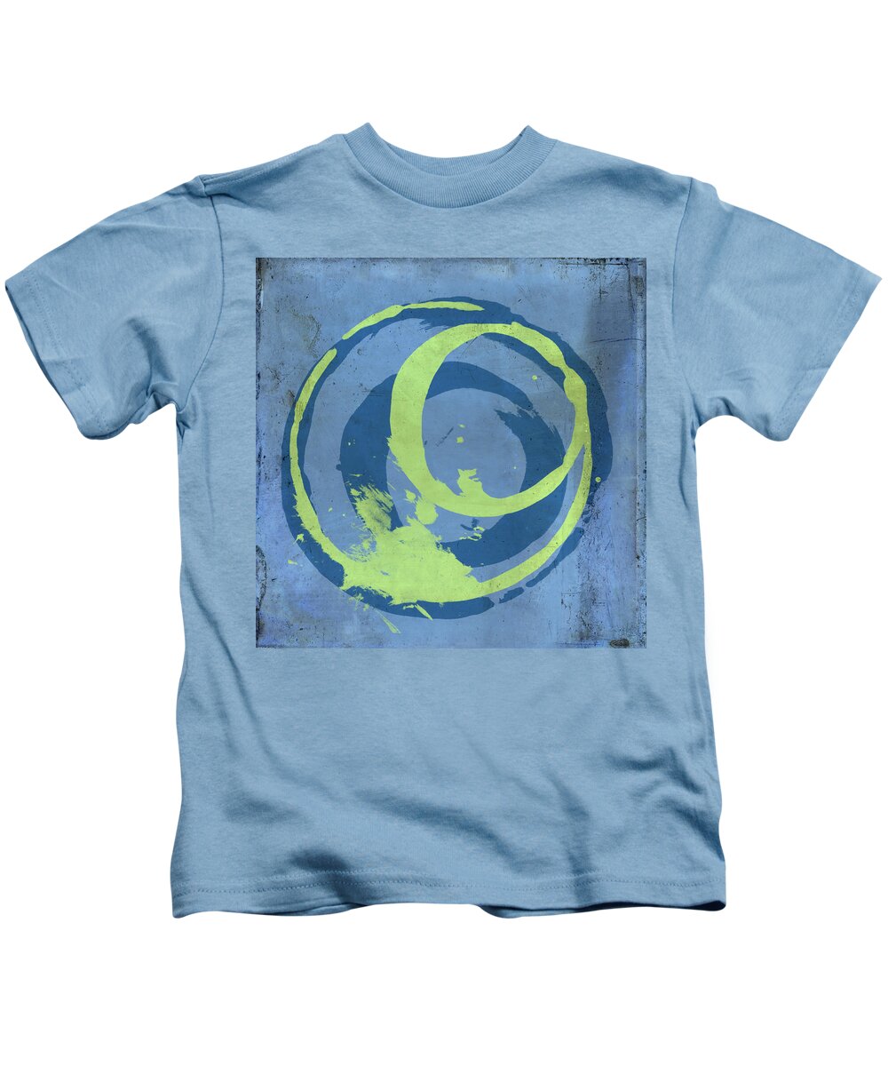 Green Kids T-Shirt featuring the painting Blue Green 7 by Julie Niemela