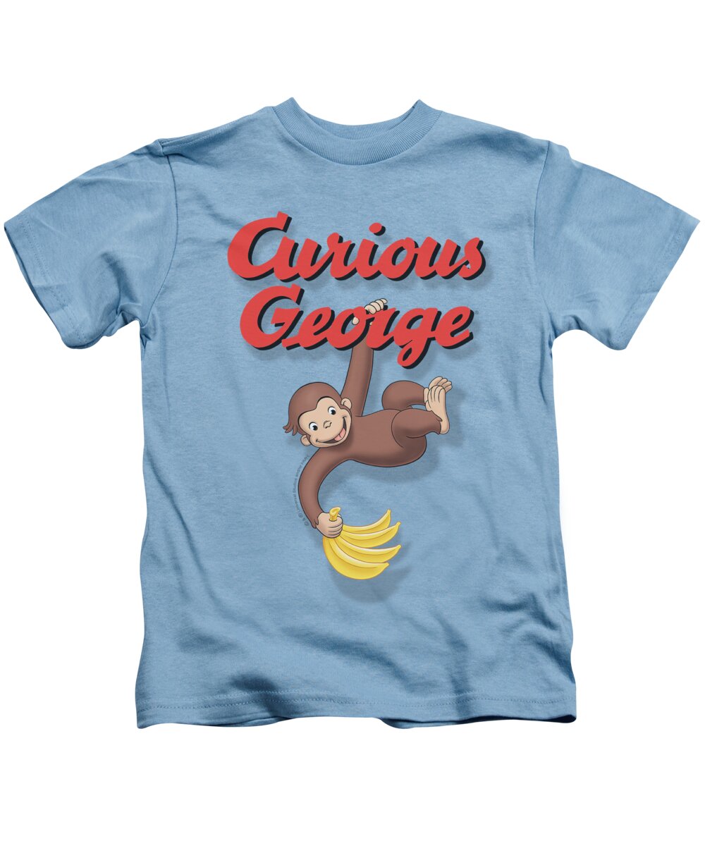 Curious George Kids T-Shirt featuring the digital art Curious George - Hangin Out by Brand A