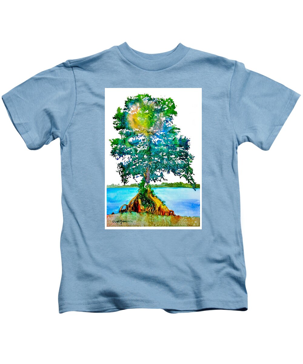 Tree Kids T-Shirt featuring the painting DA107 Cypress Tree Daniel Adams by Daniel Adams