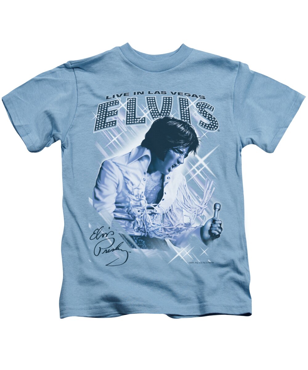 Elvis Kids T-Shirt featuring the digital art Elvis - Blue Vegas by Brand A