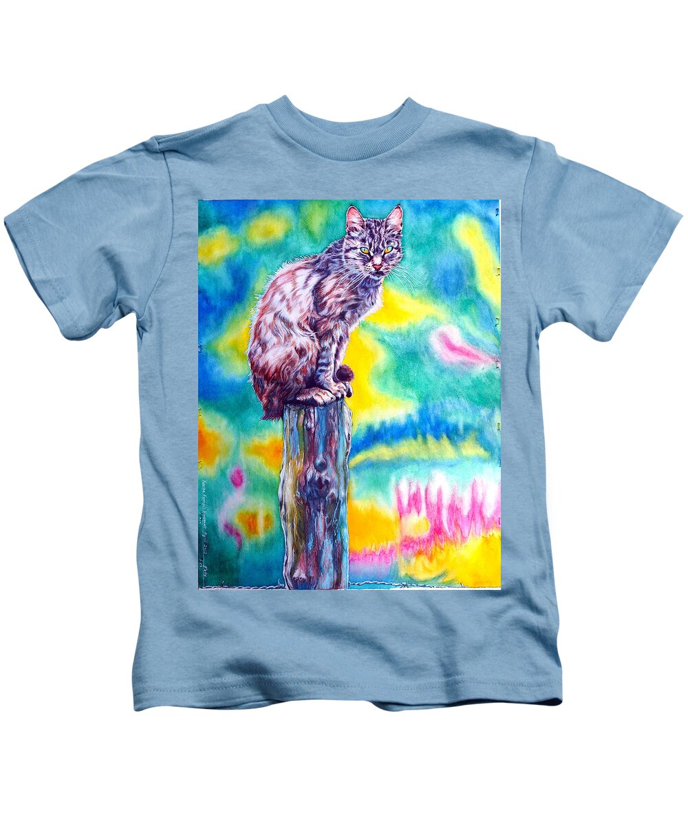 Cat Kids T-Shirt featuring the painting Felix by Xavier Francois Hussenet