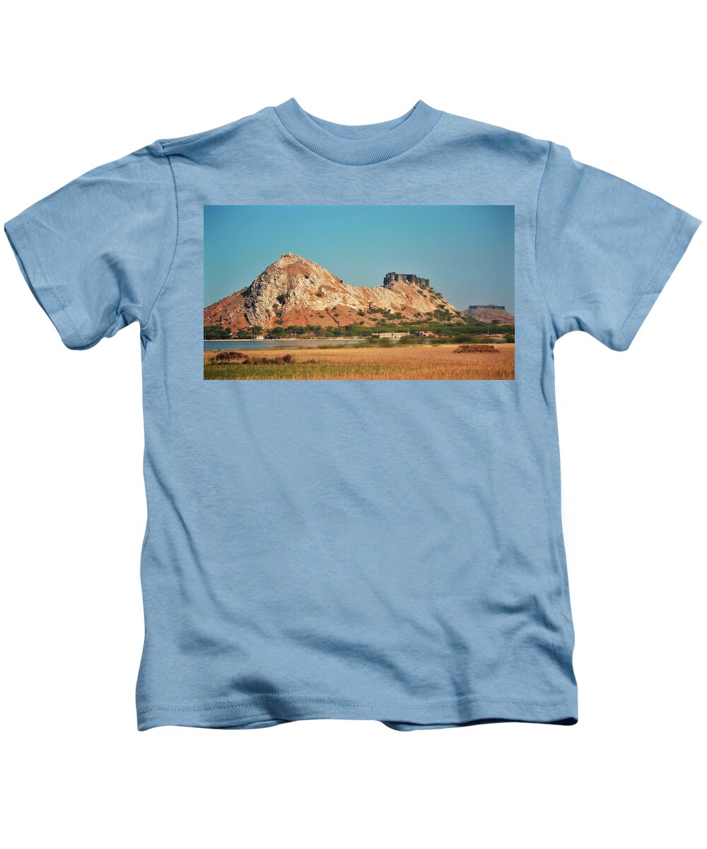 Fort Kids T-Shirt featuring the photograph Castle Fort on the Way to Jaipur - India by Kim Bemis