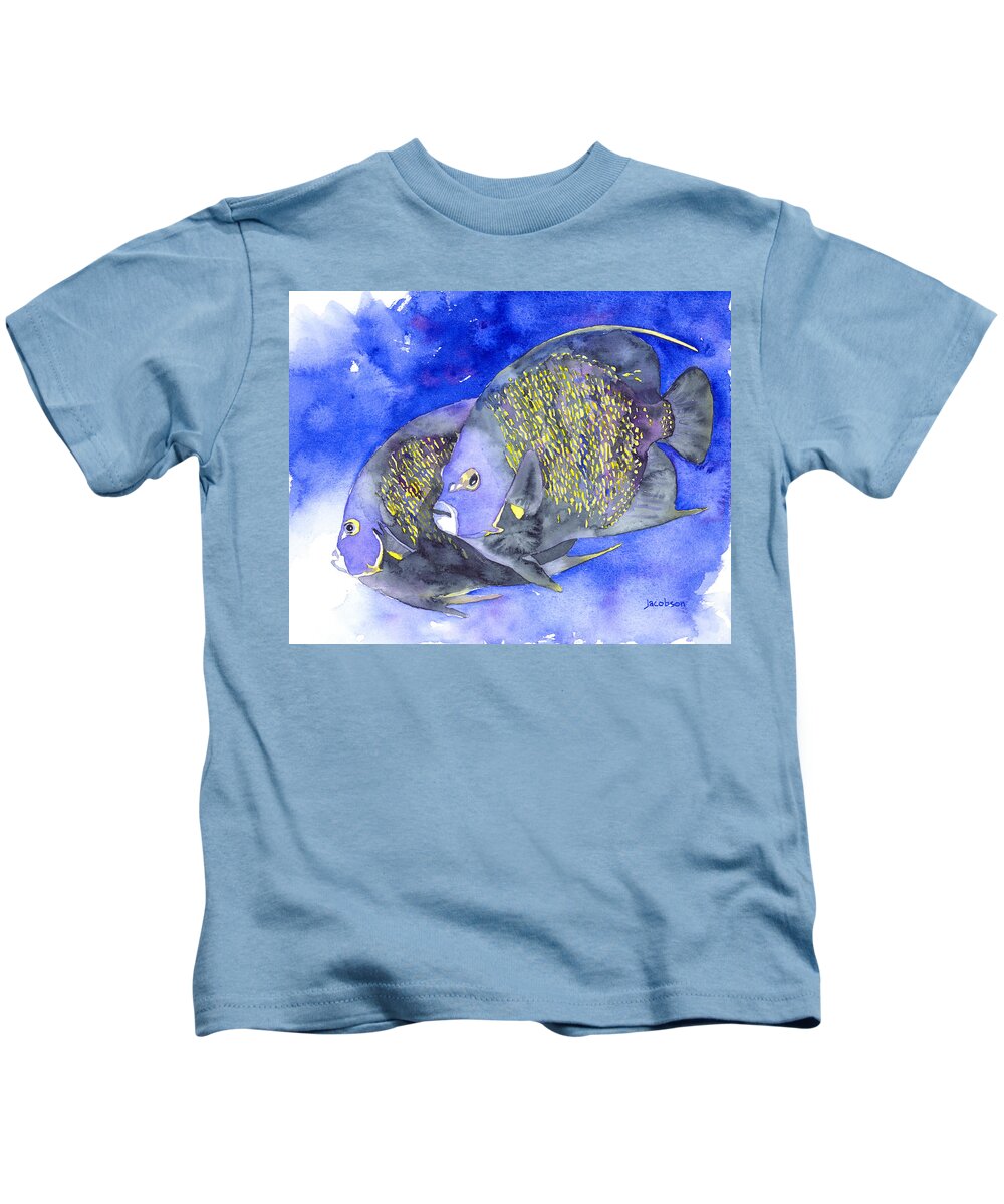 Angelfish Kids T-Shirt featuring the painting French Angelfish by Pauline Walsh Jacobson