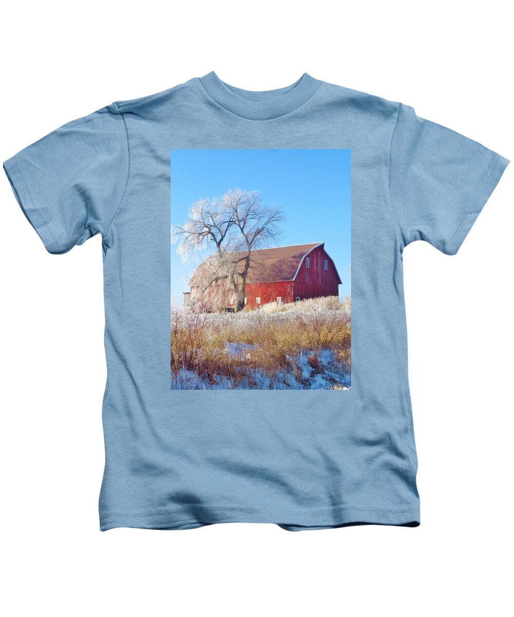Winter Kids T-Shirt featuring the photograph Frosted Country Morning by Lori Frisch