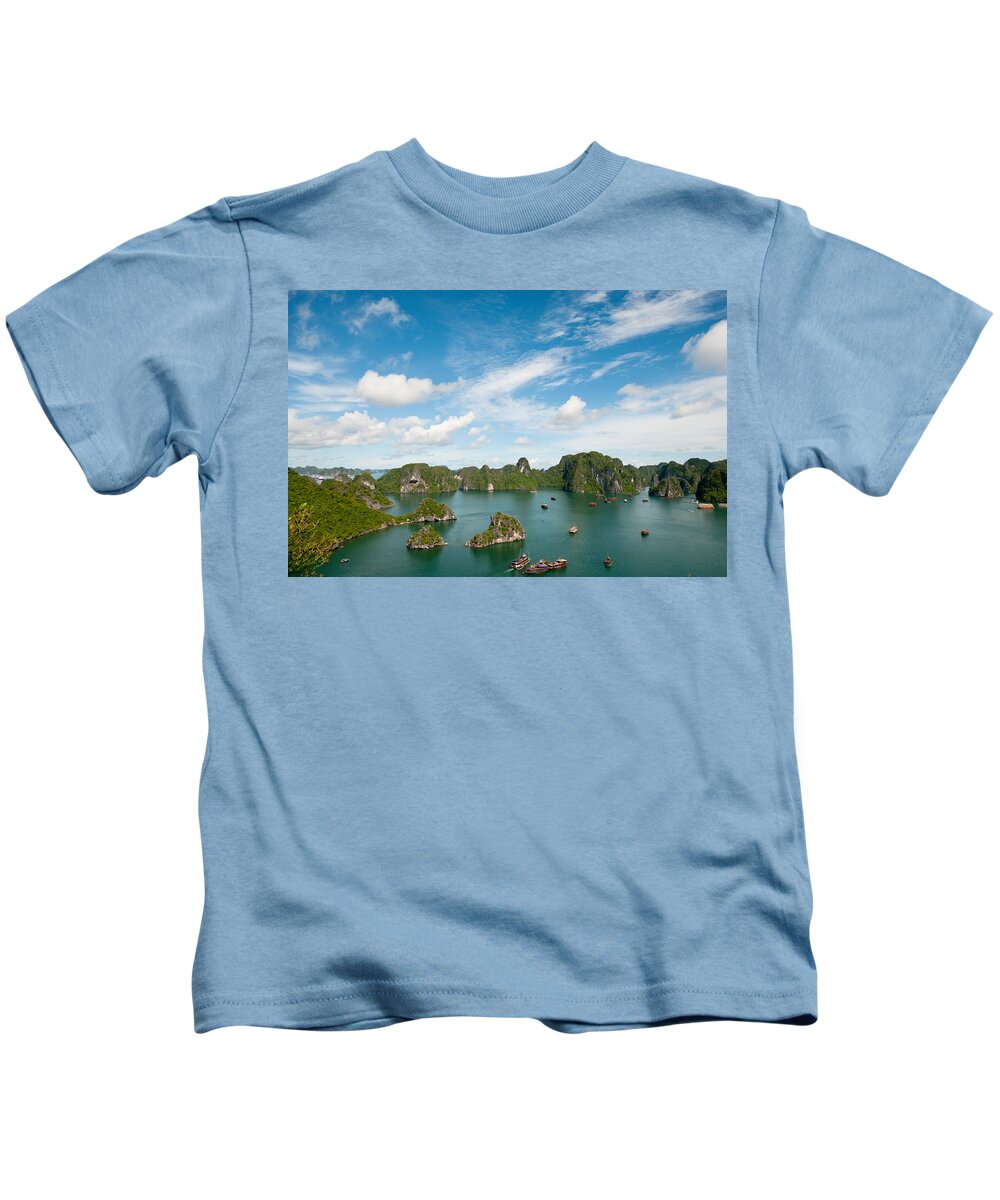 Halong Bay Kids T-Shirt featuring the photograph Seascape of Halong bay in the Pacific Ocean, Vietnam by Michalakis Ppalis