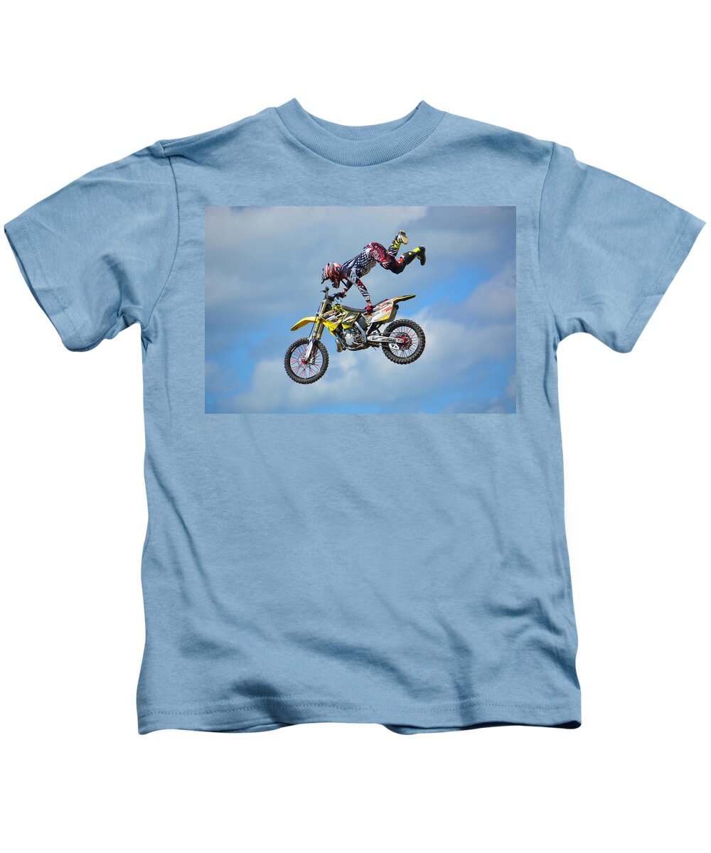 Fmx Kids T-Shirt featuring the photograph High Octane Ride by Mike Martin