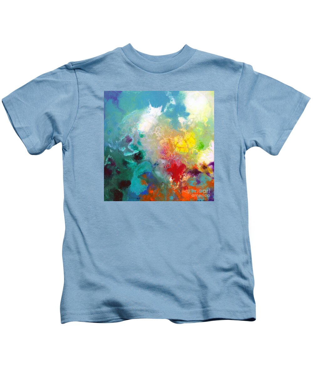 Abstract Kids T-Shirt featuring the painting Holding the High Watch canvas one by Sally Trace