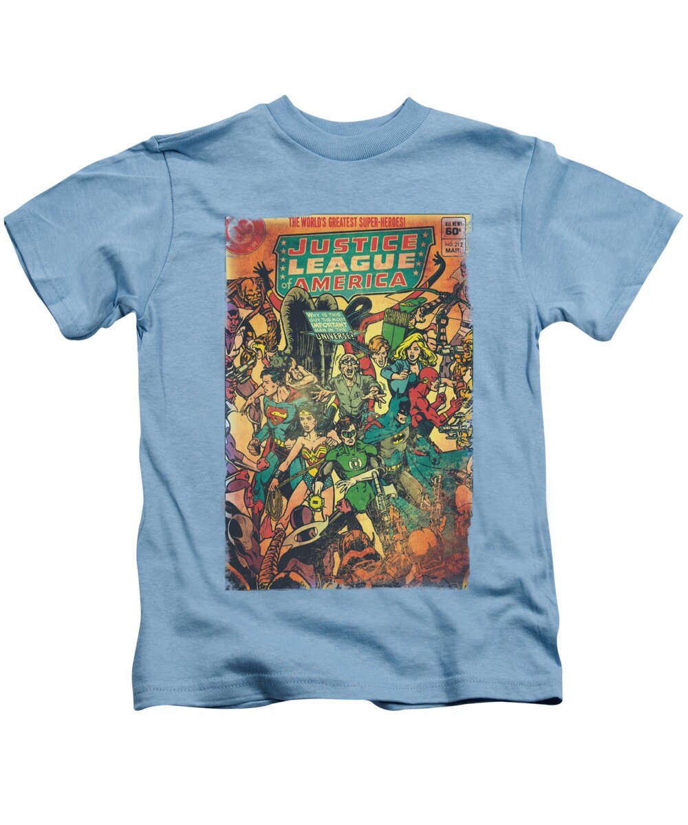 Justice League Of America Kids T-Shirt featuring the digital art Jla - No 212 Vintage by Brand A