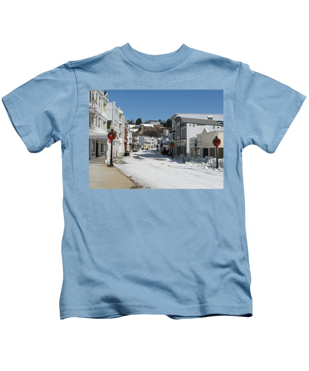 Mackinac Island Kids T-Shirt featuring the photograph Mackinac Island in Winter by Keith Stokes