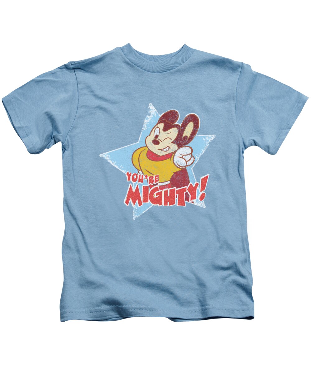 Mighty Mouse Kids T-Shirt featuring the digital art Mighty Mouse - You're Mighty by Brand A
