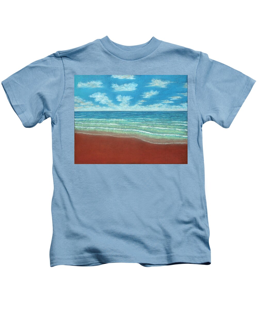 Moonset Kids T-Shirt featuring the pastel Moonset B by Michael Heikkinen