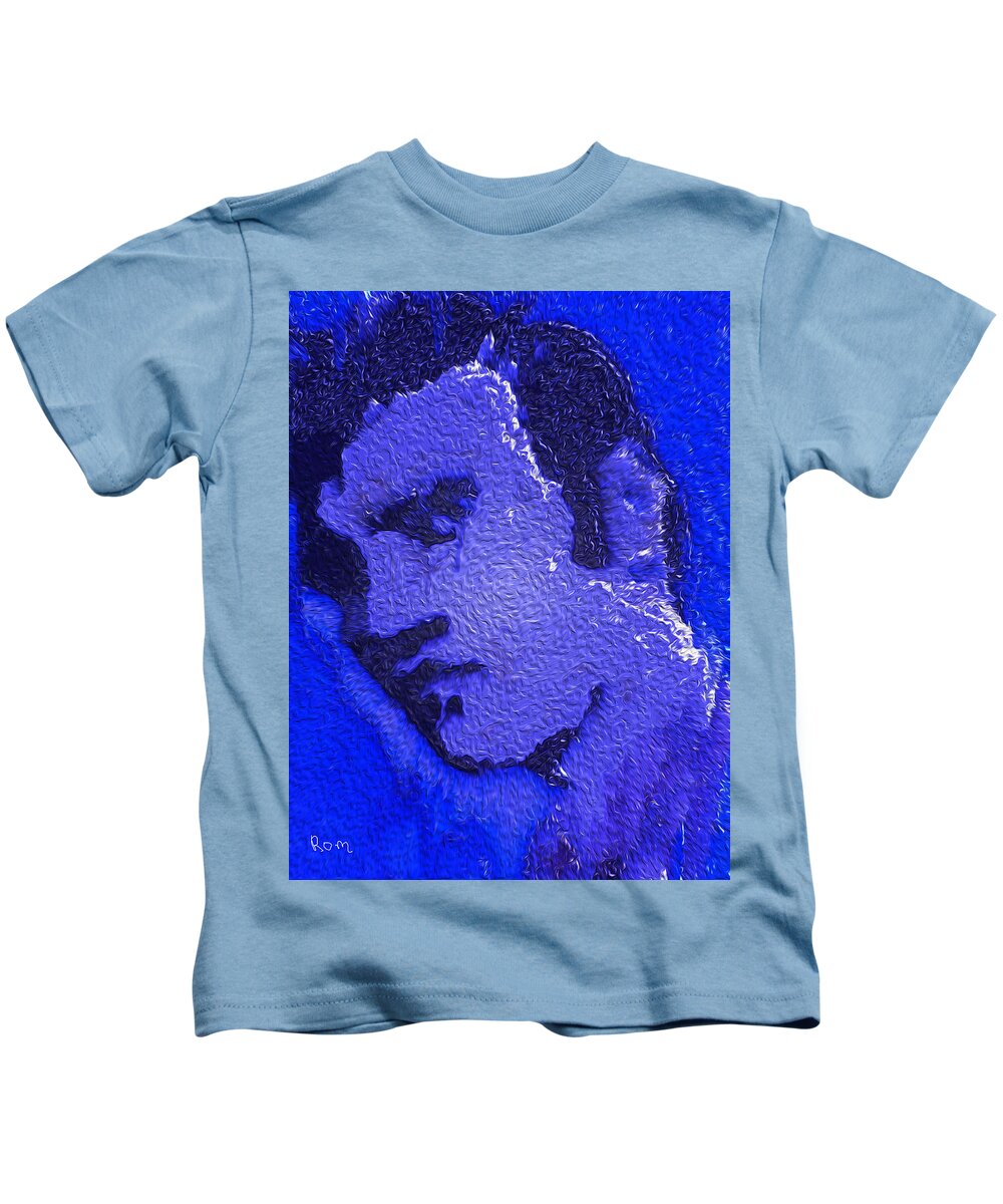 Elvis Kids T-Shirt featuring the painting My Blue Elvis by Robert Margetts