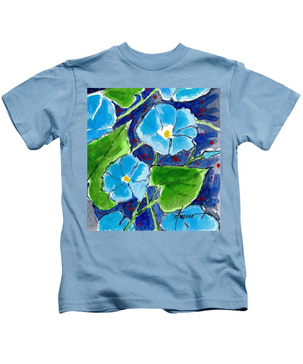 Morning Glories Kids T-Shirt featuring the painting New Every Morning by Adele Bower
