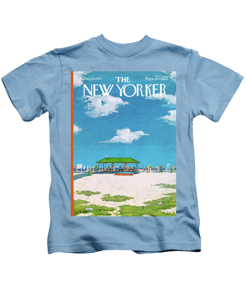 Summer Kids T-Shirt featuring the painting New Yorker August 20th, 1973 by Albert Hubbell