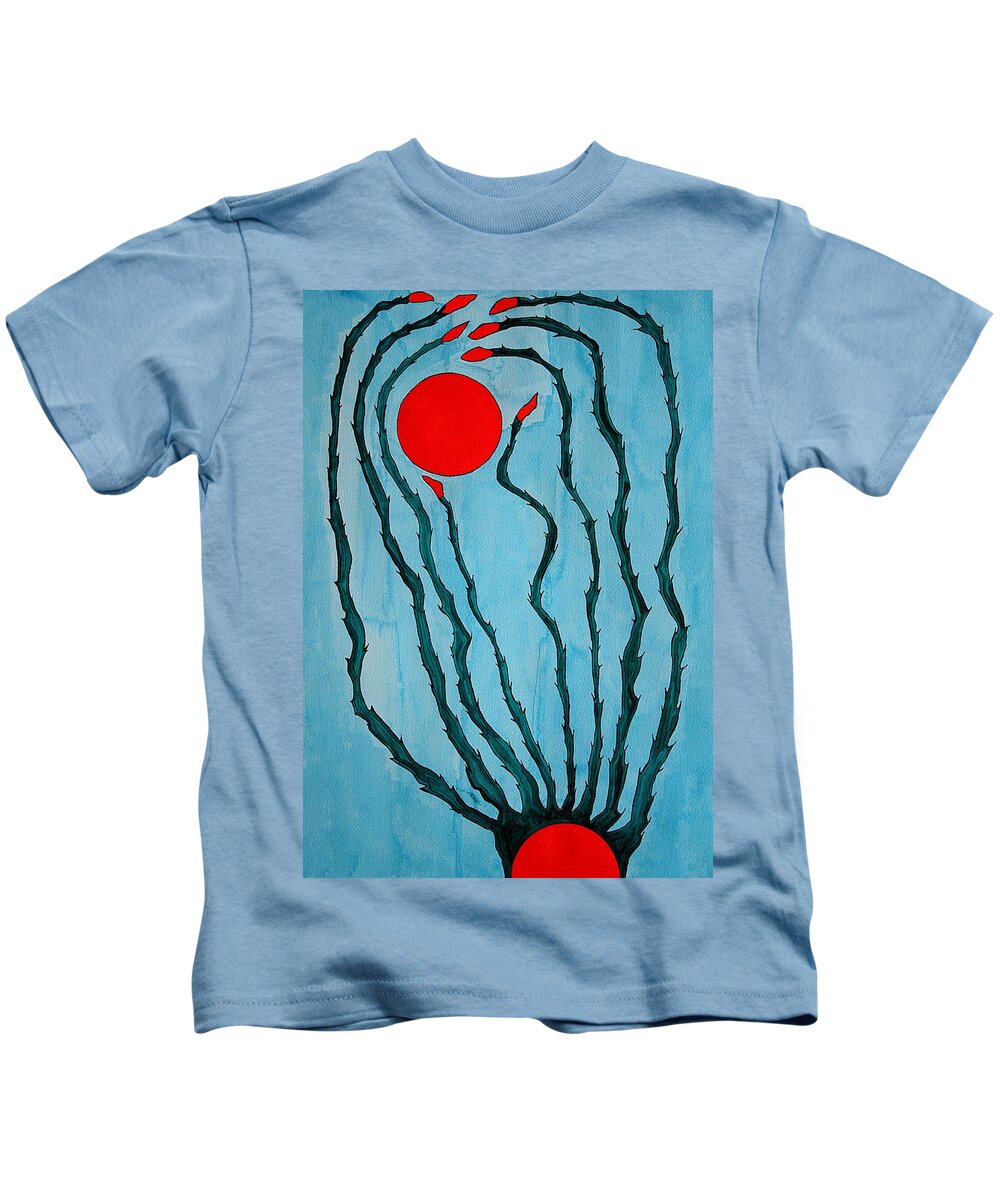 Ocotillo Kids T-Shirt featuring the painting Ocotillo Sunrise original painting by Sol Luckman