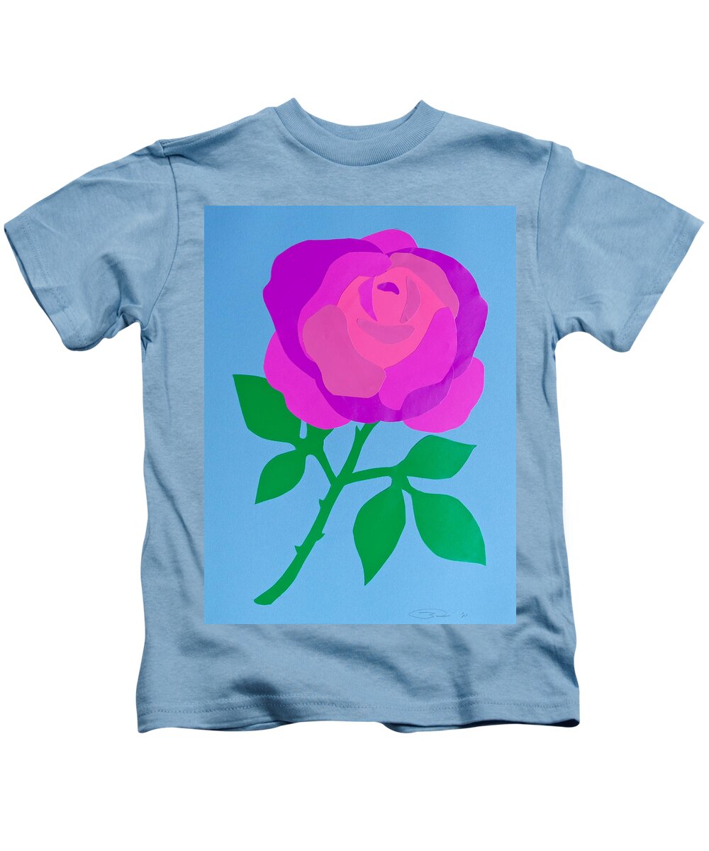 Rose Kids T-Shirt featuring the mixed media Only A Paper Rose by Michele Myers