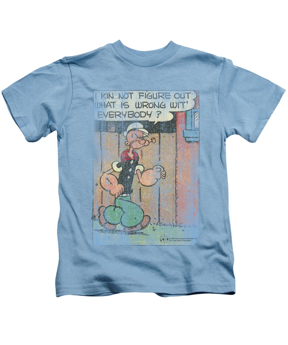 Popeye Kids T-Shirt featuring the digital art Popeye - Puzzled by Brand A