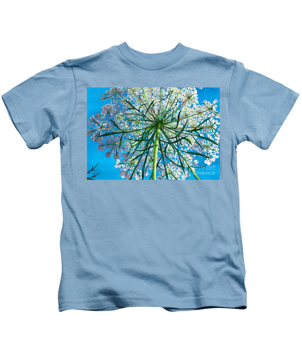 Flowers Kids T-Shirt featuring the painting Queen Anne's Lace Close Up by Barbara Jewell