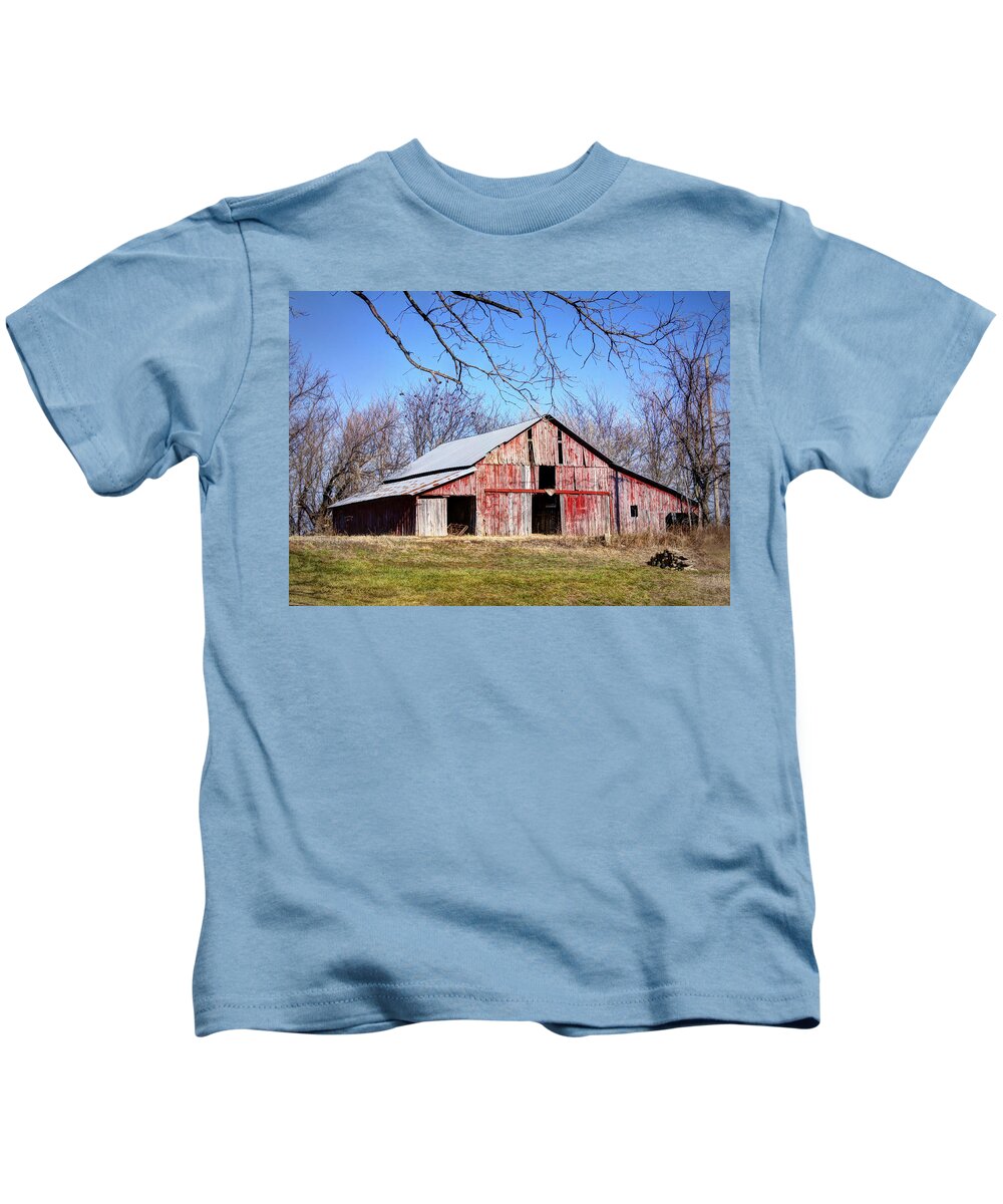 Rural Kids T-Shirt featuring the photograph Red Barn on the Hill by Cricket Hackmann